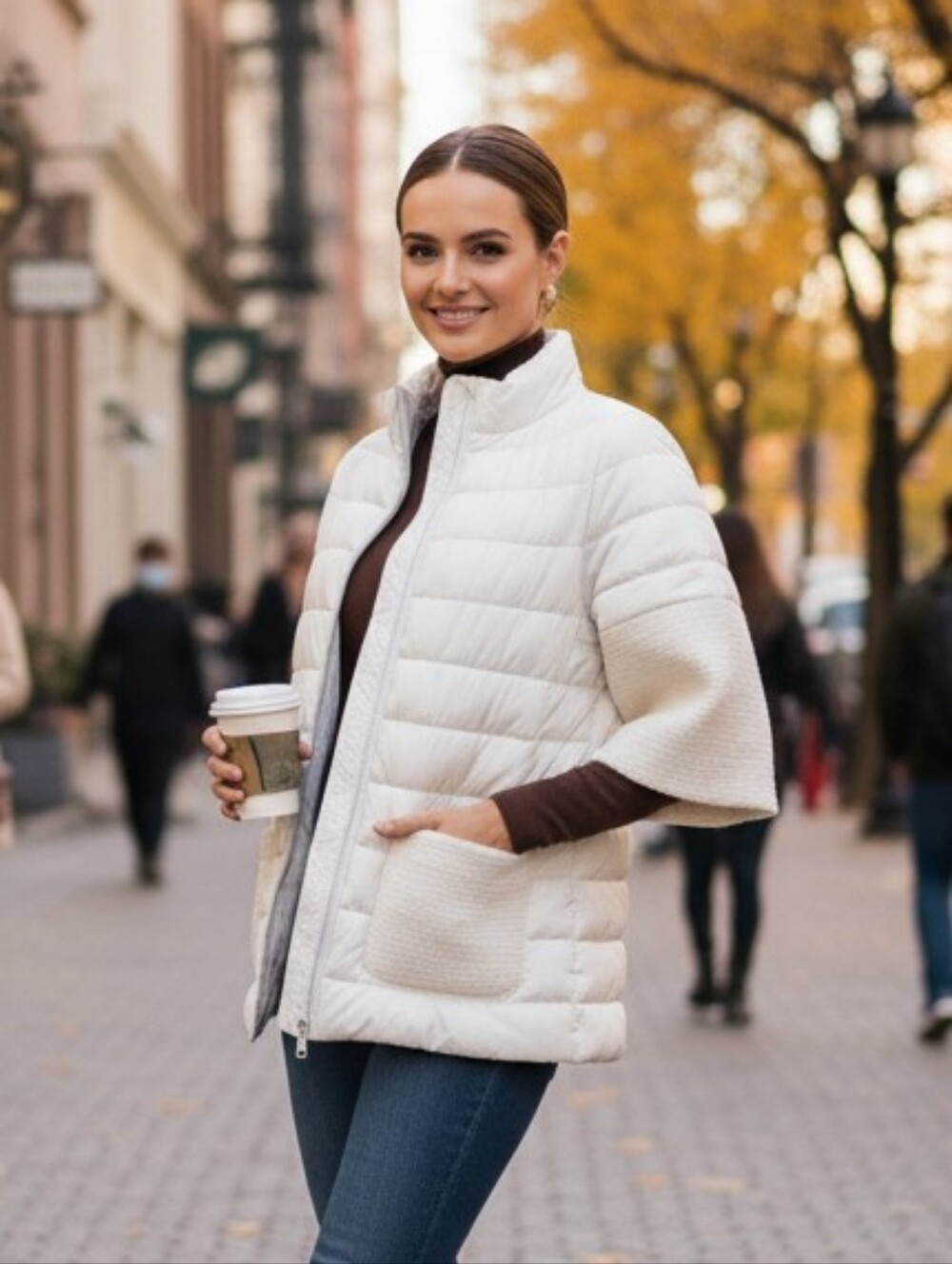 Women’s Quilted Puffer Jacket Medium, Pistachio Or White (Italian Designer)